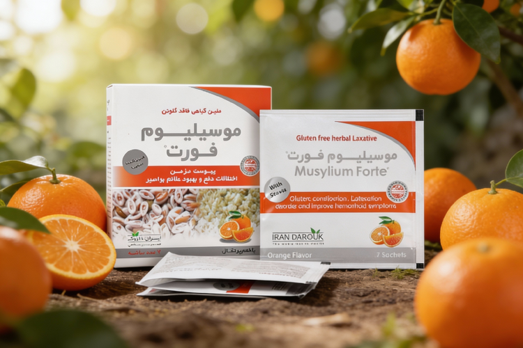 ساشه موسیلیوم فورت در کنار میوه های تازه